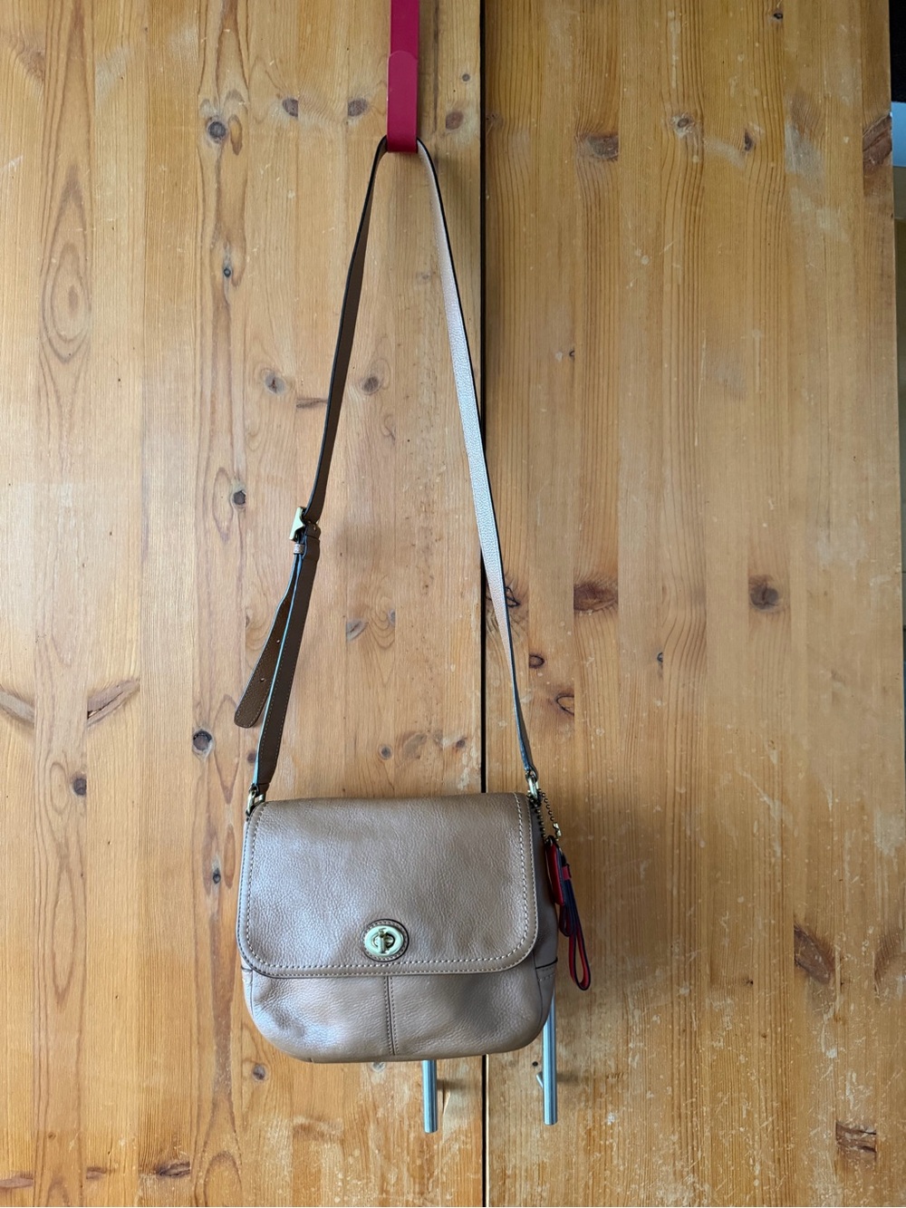 Coach Pebbled Leather Crossbody Bag in Tan